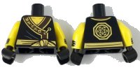 LEGO part Torso Ninjago Robe with Ninjago Logogram 'EARTH', Gold Sash and Medallion Pattern / Yellow Arms with Black Cuffs with Gold Stripes Pattern / Black Hands 973pb2805c01