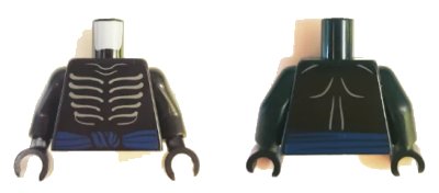 LEGO onderdeel Torso Ninjago Skeleton Ribs Gray and Dark Blue Waist Sash Pattern and Gray Muscles Outline on Back / Black Arms / Black Hands (973pb2844c01)