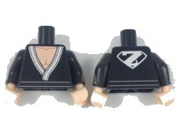 LEGO onderdeel Torso Tunic with Silver Hem and Z on Back Pattern / Black Arms with Flat Silver Chevron and Silver Cuff Pattern / Light Nougat Hands 973pb2949c01