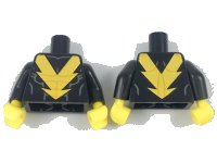 LEGO part Torso Yellow Lightning 'V', Muscle Contour Lines Pattern / Black Arms / Yellow Hands 973pb2952c01