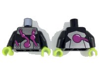 LEGO onderdeel Torso Metallic Silver Bands with Bulging Purple Tubes Pattern / Black Arms / Lime Hands 973pb2966c01