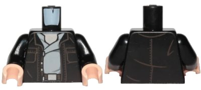 LEGO onderdeel Torso SW Open Jacket with Pockets and Light Bluish Gray Open Shirt Pattern (Poe Dameron) / Black Arms / Light Nougat Hands (973pb3121c01)