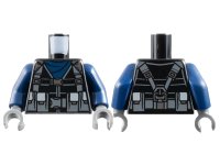 LEGO part Torso Tactical Jacket, Dark Blue Scarf, Dark Bluish Gray Straps and Utility Pouches Pattern / Dark Blue Arms / Dark Bluish Gray Hands 973pb3148c01