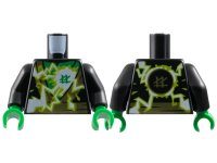 LEGO onderdeel Torso Ninja Robe with Gold Hems and Sash, Green Scarf, Spinjitzu Electricty Burst Pattern / Black Arms / Green Hands 973pb3179c01