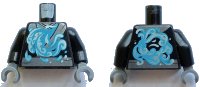 LEGO onderdeel Torso Ninja Robe Silver Trim with Blue Wave Pattern / Black Arms / Dark Bluish Gray Hands 973pb3187c01