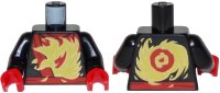 LEGO onderdeel Torso Ninja Robe with Red Belt and Sash and Spinjitzu Fire Burst Pattern / Black Arms / Red Hands 973pb3200c01