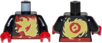 LEGO onderdeel Torso Ninja Robe with Red Belt and Sash and Spinjitzu Fire Burst Pattern / Black Arms / Red Hands (973pb3200c01)