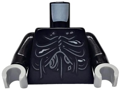 LEGO onderdeel Torso Cascading Folds with Sores and Drainage Pattern / Black Arms / Light Bluish Gray Hands (973pb3222c01)
