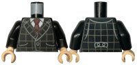 LEGO part Torso Suit Jacket with Dark Tan Checkered Lines over Dark Red Vest and White Shirt with Collar, Tie Pattern / Black Arms / Light Nougat Hands 973pb3230c01
