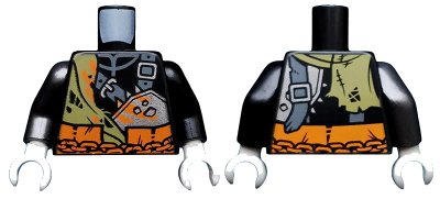 LEGO onderdeel Torso Ninjago Chains and Belts with Claw Marks Pattern / Black Arm Left / Pearl Dark Gray Arm Right / White Hands (973pb3259c01)
