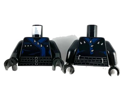 LEGO onderdeel Torso Ninjago Three Belts with Dark Blue Straps with Spikes Pattern / Black Arms / Black Hands (973pb3309c01)