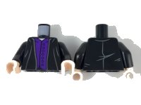 LEGO onderdeel Torso Robe over Dark Purple Vest with 7 Buttons Pattern / Black Arms / Light Nougat Hands 973pb3315c01
