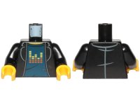 LEGO onderdeel Torso Ninjago Jacket, Dark Blue Undershirt with Red and Yellow Pixels Bars Pattern / Black Arms / Yellow Hands 973pb3332c01
