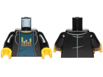 LEGO onderdeel Torso Ninjago Jacket, Dark Blue Undershirt with Red and Yellow Pixels Bars Pattern / Black Arms / Yellow Hands (973pb3332c01)