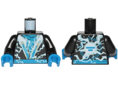 LEGO onderdeel Torso Ninja Robe with Blue Belt and Sash and Spinjitzu Lightning Burst Pattern / Black Arms / Blue Hands (973pb3344c01)
