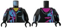 LEGO onderdeel Torso Female Hoodie with Zipper, Magenta and Medium Azure Markings Pattern / Black Arm Left / Black Arm Right with Magenta and Medium Azure Markings Pattern / Black Hands 973pb3362c01