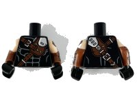 LEGO onderdeel Torso Reddish Brown and Silver Crossbelt Pattern / Reddish Brown Arms with Light Nougat Short Sleeves, Silver Plates Pattern / Black Hands 973pb3378c02