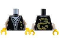 LEGO onderdeel Torso Robe with Dark Bluish Gray Hem, Gold Ninjago Logogram 'MAS', Light Bluish Gray Tunic Pattern / White Arms / Yellow Hands 973pb3398c01
