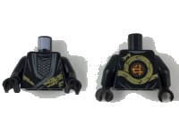 LEGO part Torso Ninjago Robe with Dark Bluish Gray Hems, Gold Dragon Head and Tail, Silver Scale Armor Pattern / Black Arms / Black Hands 973pb3401c01