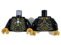 LEGO onderdeel Torso Armor with Metallic Light Blue and White Circle Arc Reactor, Dark Silver and Gold Trim Pattern (Iron Man Mark 41) / Black Arms / Pearl Gold Hands 973pb3484c01