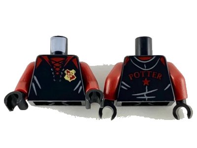 LEGO onderdeel Torso Jacket with Dark Red Collar, Shoulders and Gryffindor Badge Pattern / Dark Red Arms / Black Hands (973pb3593c01)