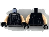 LEGO part Torso Jacket over Laced Shirt and Wide Laced Belt Pattern / Light Nougat Arms / Black Hands 973pb3594c01