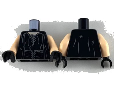LEGO onderdeel Torso Jacket over Laced Shirt and Wide Laced Belt Pattern / Light Nougat Arms / Black Hands (973pb3594c01)