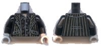LEGO onderdeel Torso Suit with White and Brown Stripes Pattern / Black Arms / Light Nougat Hand Left / Light Bluish Gray Hand Right 973pb3621c01