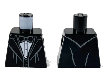 LEGO onderdeel Torso Jacket with Wide Lapels, White Shirt with Black Bow Tie and Vest Pattern (973pb3697)