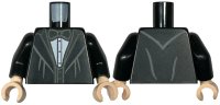 LEGO part Torso Jacket with Wide Lapels, White Shirt with Black Bow Tie and Vest Pattern / Black Arms / Light Nougat Hands 973pb3697c01