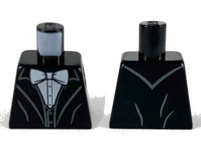 LEGO onderdeel Torso Jacket with White Bow Tie, Shirt and Black Vest Pattern (973pb3698)