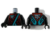 LEGO onderdeel Torso Robe, Dark Turquoise Hems and Triangle with White '404', Red Splotches Pattern / Black Arms / Black Hands 973pb3770c01