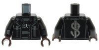 LEGO part Torso Jacket with Zippers, Dollar Sign on Back, Claw Necklace and Belts Pattern / Black Arms / Dark Brown Hands 973pb3773c01