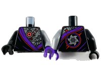 LEGO part Torso Robe with Dark Purple Hem and Silver Robot Armor Pattern / Flat Silver Arm Left / Black Arm Right / Dark Purple Hand Left / Black Hand Right 973pb3788c01