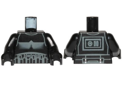 LEGO onderdeel Torso SW Armor Shadow Trooper, Long Line on Back Pattern / Black Arms / Black Hands (973pb3816c01)