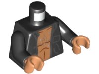 LEGO onderdeel Torso Open Shirt with Pocket and 3 Buttons over Bare Chest with Hair Pattern / Black Arms / Nougat Hands 973pb3851c01