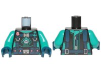 LEGO onderdeel Torso Diving Suit with Dark Turquoise Shark and Anchor and Dark Pink Octopus Pattern / Dark Turquoise Arms / Dark Blue Hands 973pb3904c01