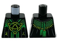 LEGO onderdeel Torso Robe, Bright Green Mesh Shawl, Lime Celtic Knot and Ninjago Logogram Letter D and Letter R Pattern 973pb3932