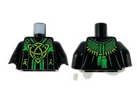 LEGO onderdeel Torso Robe, Bright Green Mesh Shawl, Lime Celtic Knot and Ninjago Logogram Letter D and Letter R Pattern / Black Arms / White Hands 973pb3932c01
