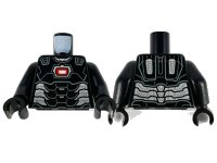 LEGO onderdeel Torso Armor, Dark Bluish Gray Panel Lines, Red Arc Reactor and Silver Trim Pattern / Black Arms / Black Hands 973pb3953c01