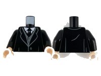 LEGO part Torso Coat and Tie, White Shirt and Dark Bluish Gray Vest Pattern / Black Arms / Light Nougat Hands 973pb4025c01