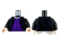 LEGO onderdeel Torso Harry Potter Robe Open over Dark Purple Vest with Buttons and Pockets, White Collar Pattern / Black Arms / Light Nougat Hands 973pb4128c01