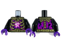 LEGO part Torso Gold Armor and Ribs, Magenta, Dark Purple and White Energy Pattern / Black Arms / Dark Purple Hands 973pb4192c01
