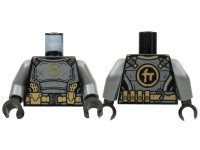 LEGO part Torso Dark Bluish Gray Breastplate, Gold Ninjago Logogram Letter C, Dark Tan Utility Belt Mesh Pattern / Dark Bluish Gray Arms / Black Hands 973pb4212c01