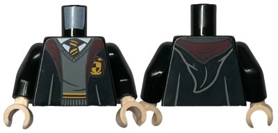 LEGO onderdeel Torso Hogwarts Robe Open with Gryffindor Crest, Sweater, Shirt and Tie Pattern / Black Arms / Light Nougat Hands (973pb4303c01)