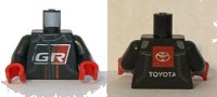 LEGO onderdeel Torso Racing Suit with White 'GR' on Front and Toyota Logo on Back Pattern / Black Arms / Red Hands 973pb4326c01