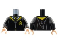 LEGO onderdeel Torso Hogwarts Robe Clasped with Hufflepuff Crest, Sweater, Shirt and Tie Pattern / Black Arms / Light Nougat Hands 973pb4370c01