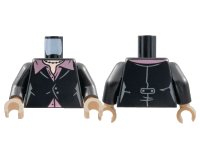LEGO onderdeel Torso Female Jacket, Light Nougat Neck, Black Necklace, Metallic Pink Shirt Pattern / Black Arms / Light Nougat Hands 973pb4381c01
