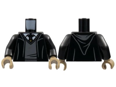 LEGO onderdeel Torso Robe, Sweater, Shirt and Hogwarts Crest Tie Pattern / Black Arms / Dark Tan Hands (973pb4420c02)