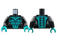LEGO onderdeel Torso Motorcycle Jacket, Dark Turquoise Skull on Front, Spine on Back Pattern / Black Arms / Dark Turquoise Hands 973pb4452c01